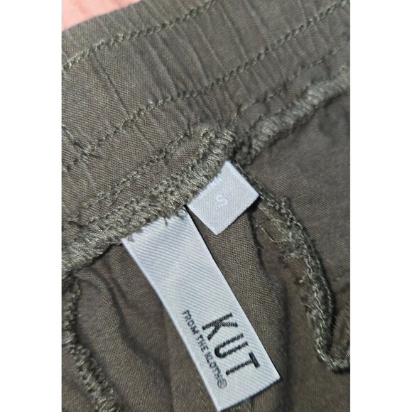Kut From The Kloth Linen Blend Lounge Capris Size Small Olive Green Relaxed Fit - Picture 4 of 7
